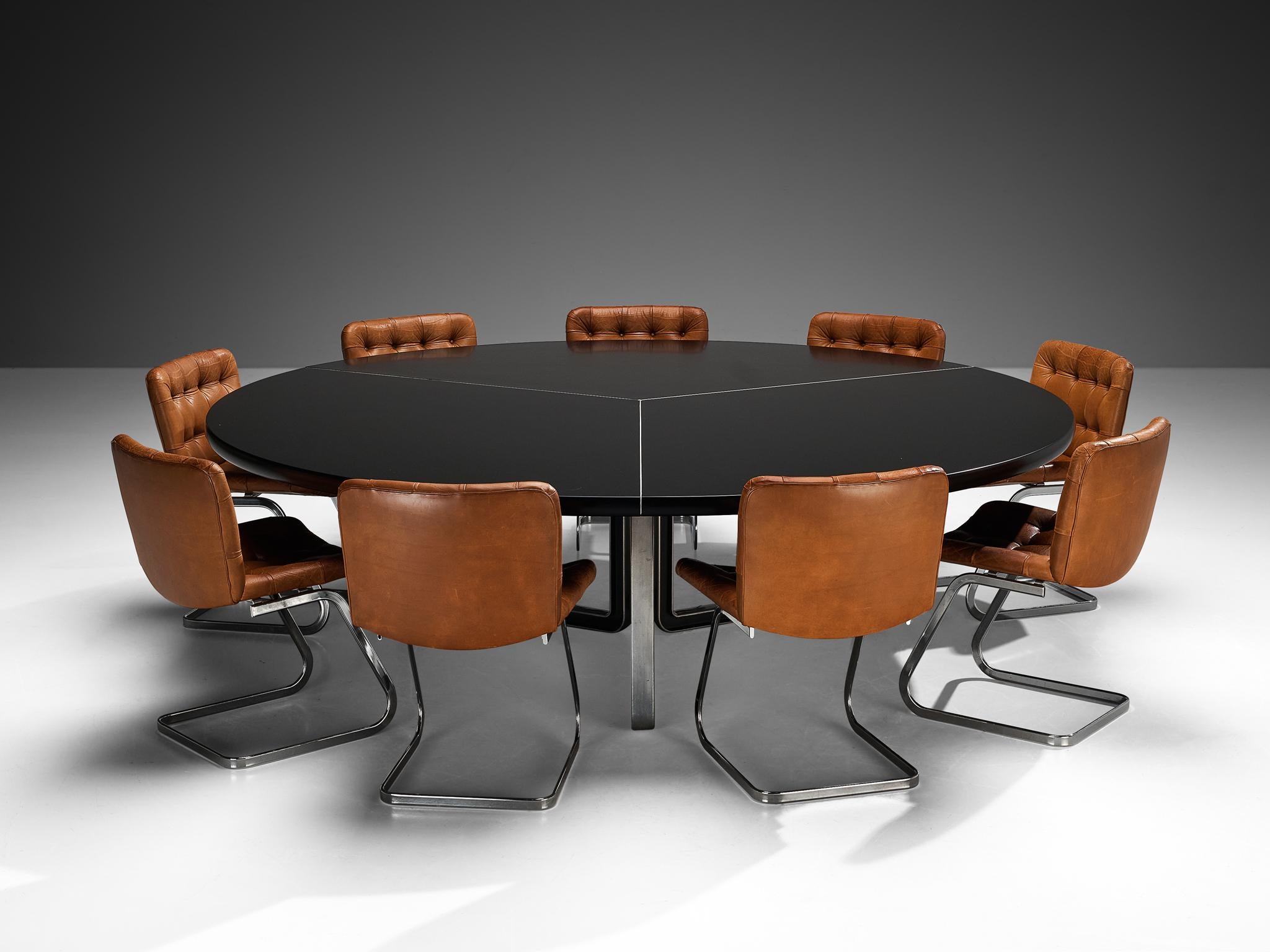 Italian Centro Progetti Tecno Round Table with Robert Haussman for De Sede Chairs For Sale