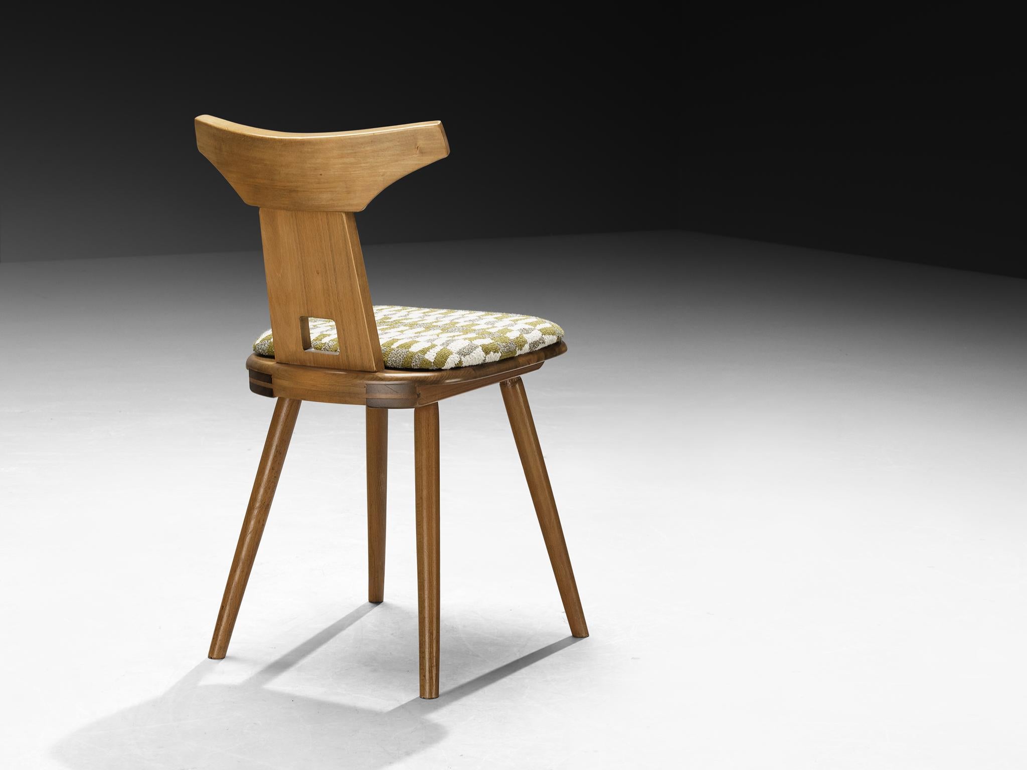 Dining Chairs in Solid Wood with Seats in Patterned Multicolor Fabric For Sale 6