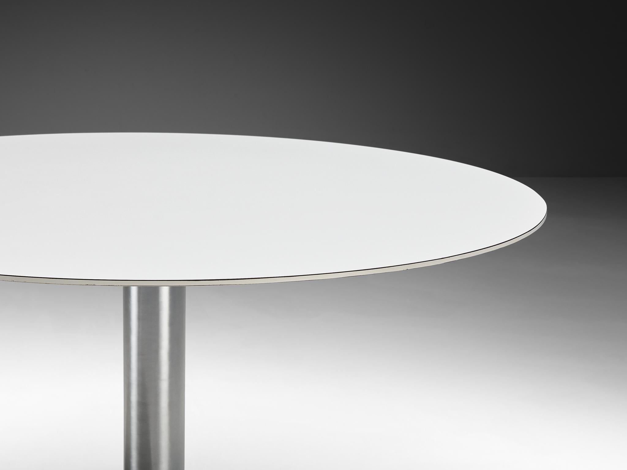 Late 20th Century Postmodern Round Table with Stone Base and Laminated Top For Sale