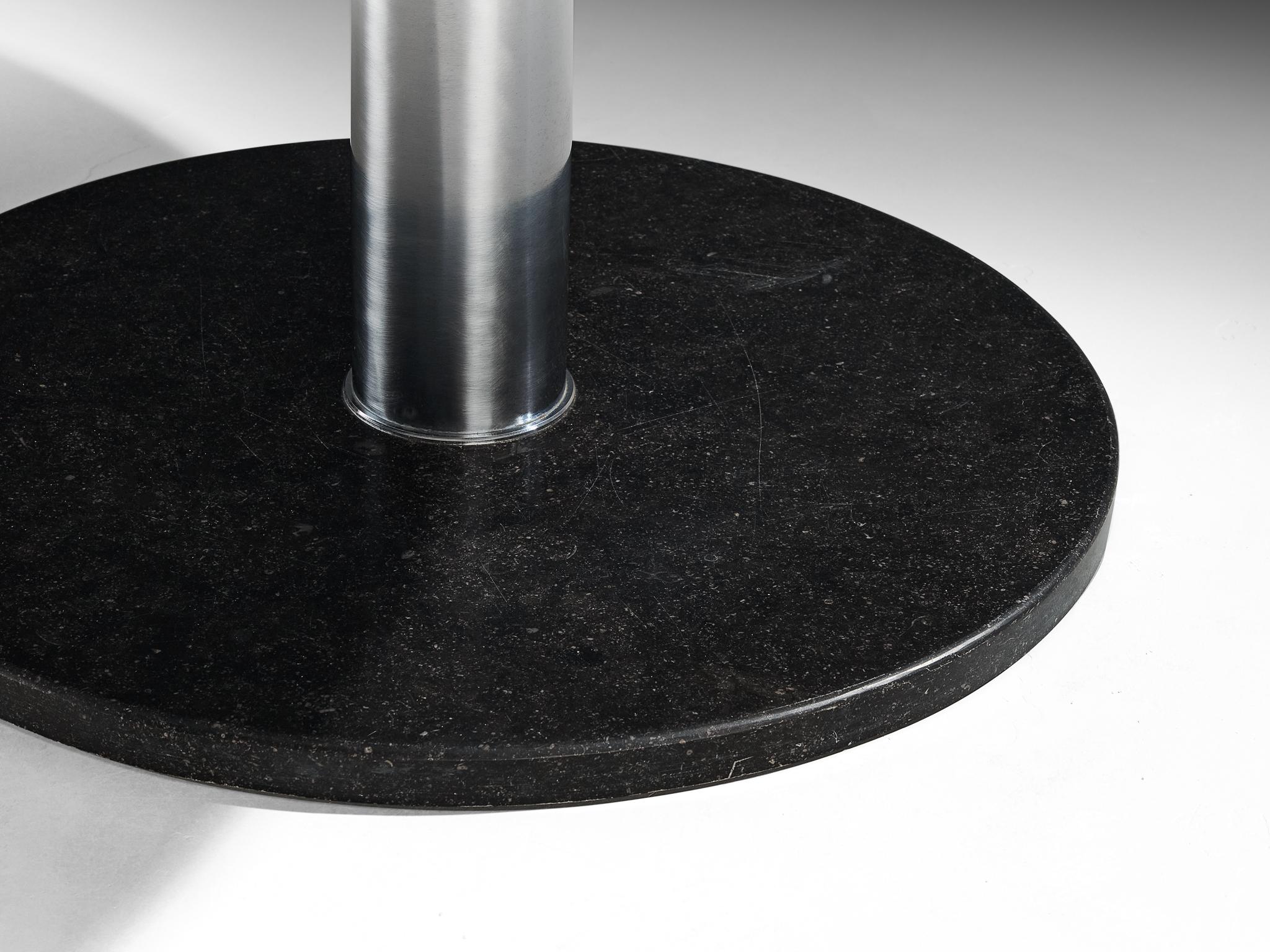 Postmodern Round Table with Stone Base and Laminated Top For Sale 1