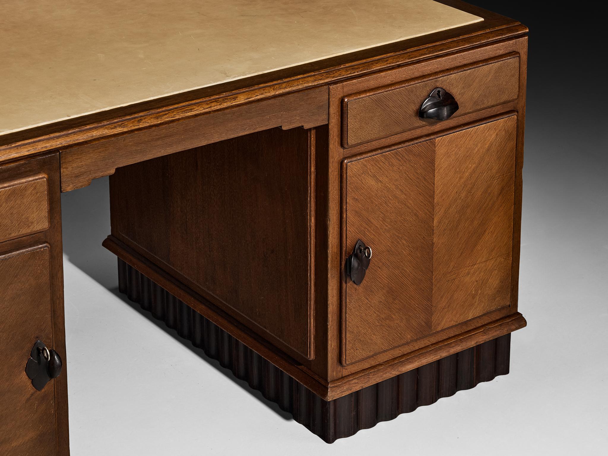 Art Deco Amsterdamse School Desk in Oak and Coromandel Wood For Sale