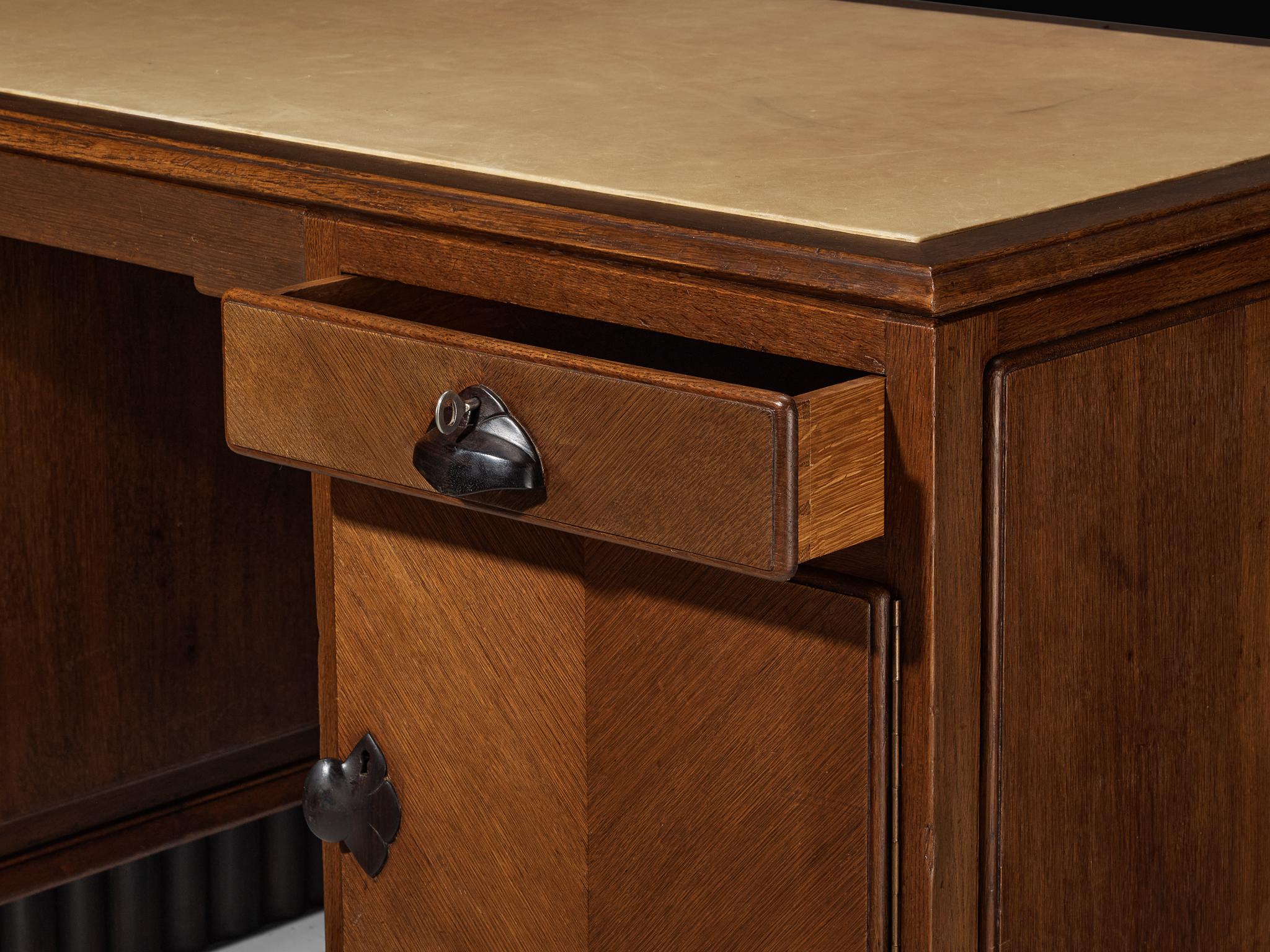Dutch Amsterdamse School Desk in Oak and Coromandel Wood For Sale
