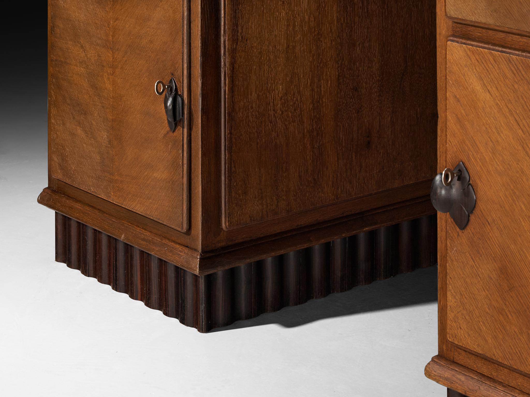 Early 20th Century Amsterdamse School Desk in Oak and Coromandel Wood For Sale