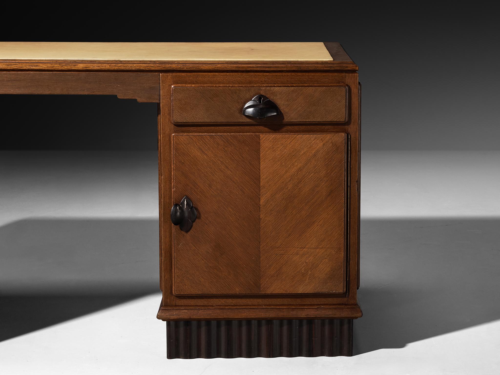 Amsterdamse School Desk in Oak and Coromandel Wood For Sale 1