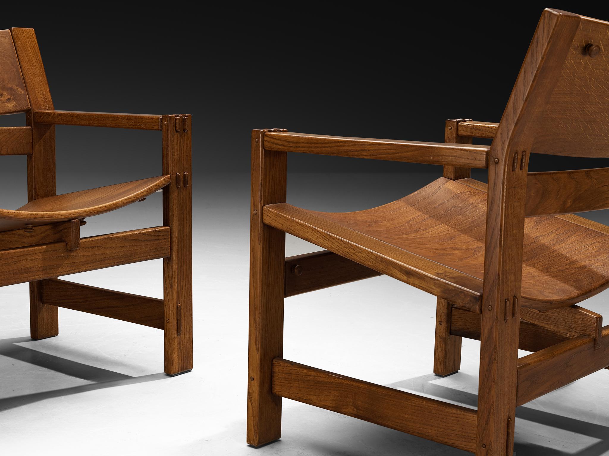 Mid-Century moderno Giuseppe Rivadossi per Officina Rivadossi Poltrone in Oak in vendita