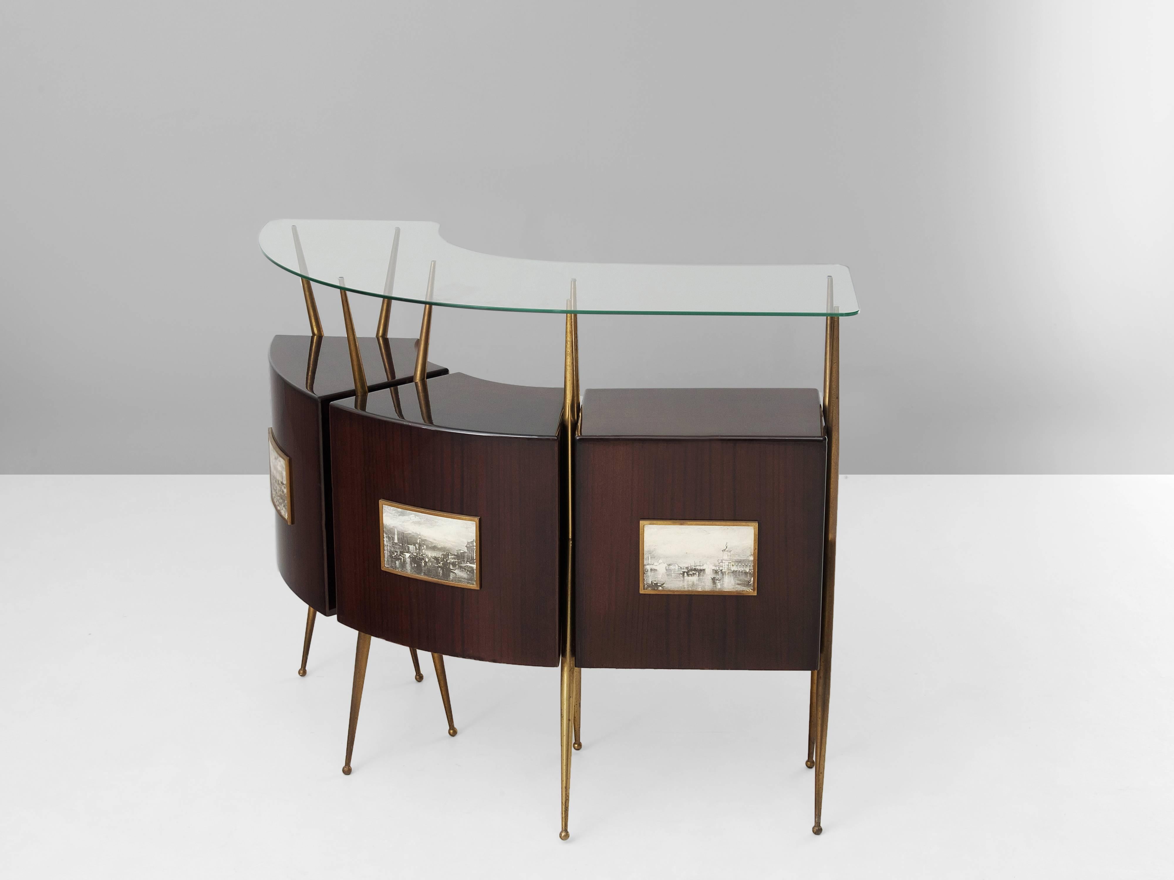 Mid-Century Modern Italian Dry Bar in the Manner of Gio Ponti