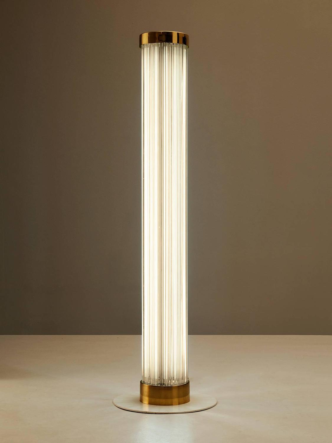 Large Floor Lamp in Glass and Brass For Sale at 1stdibs