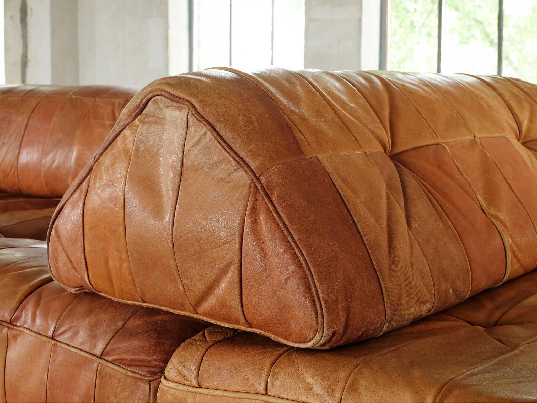 Swiss De Sede DS88 Sectional Sofa in Cognac Leather 