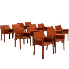 Mario Bellini for Cassina Set of Twelve 'CAB 413' Dining Chairs in Leather