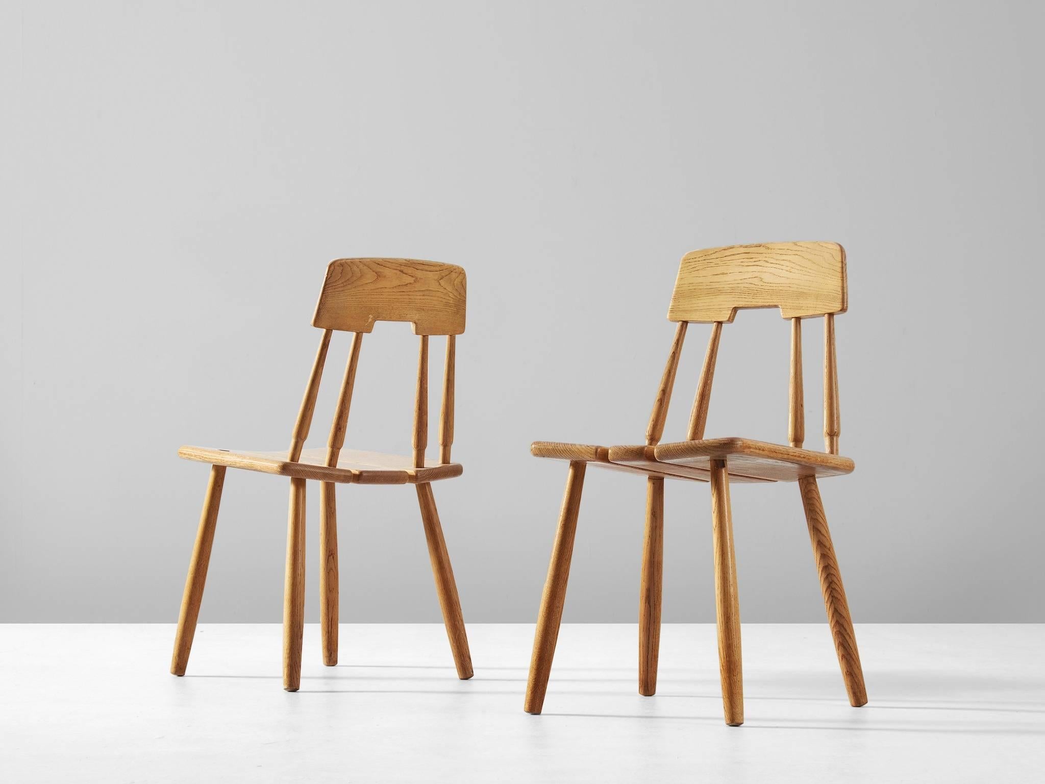 Set of 14 Finnish Dining Chairs in Solid Oak In Good Condition In Waalwijk, NL