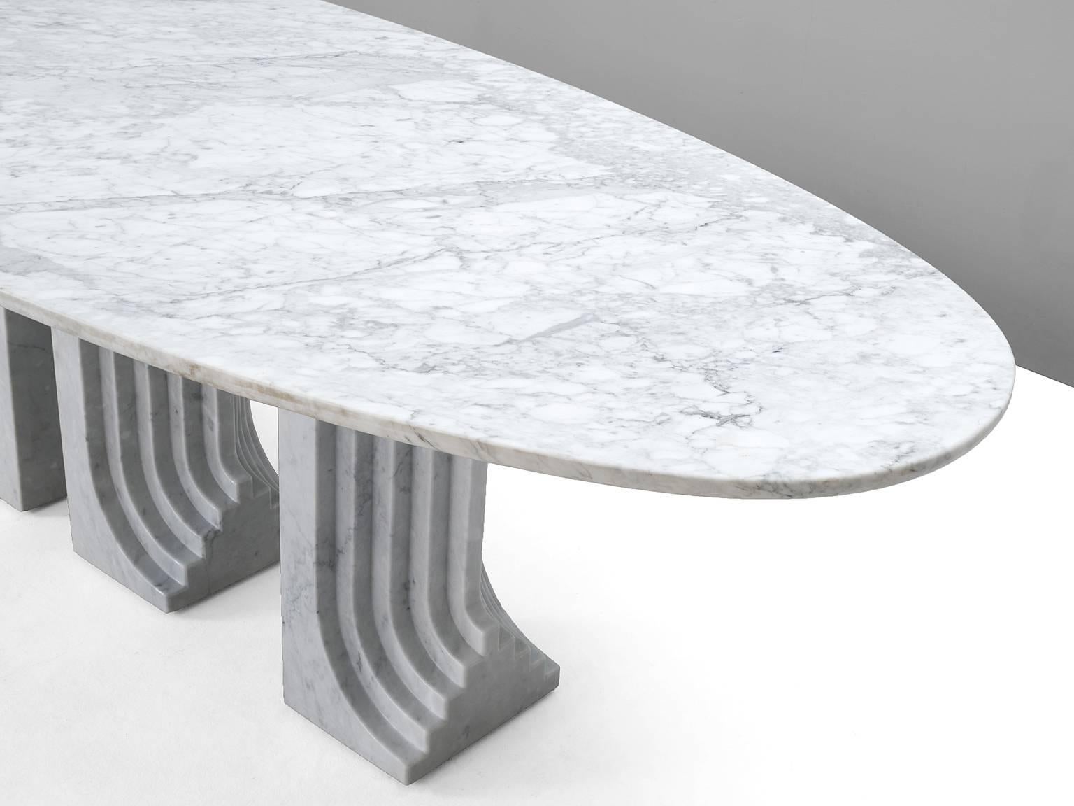 large oval marble dining table