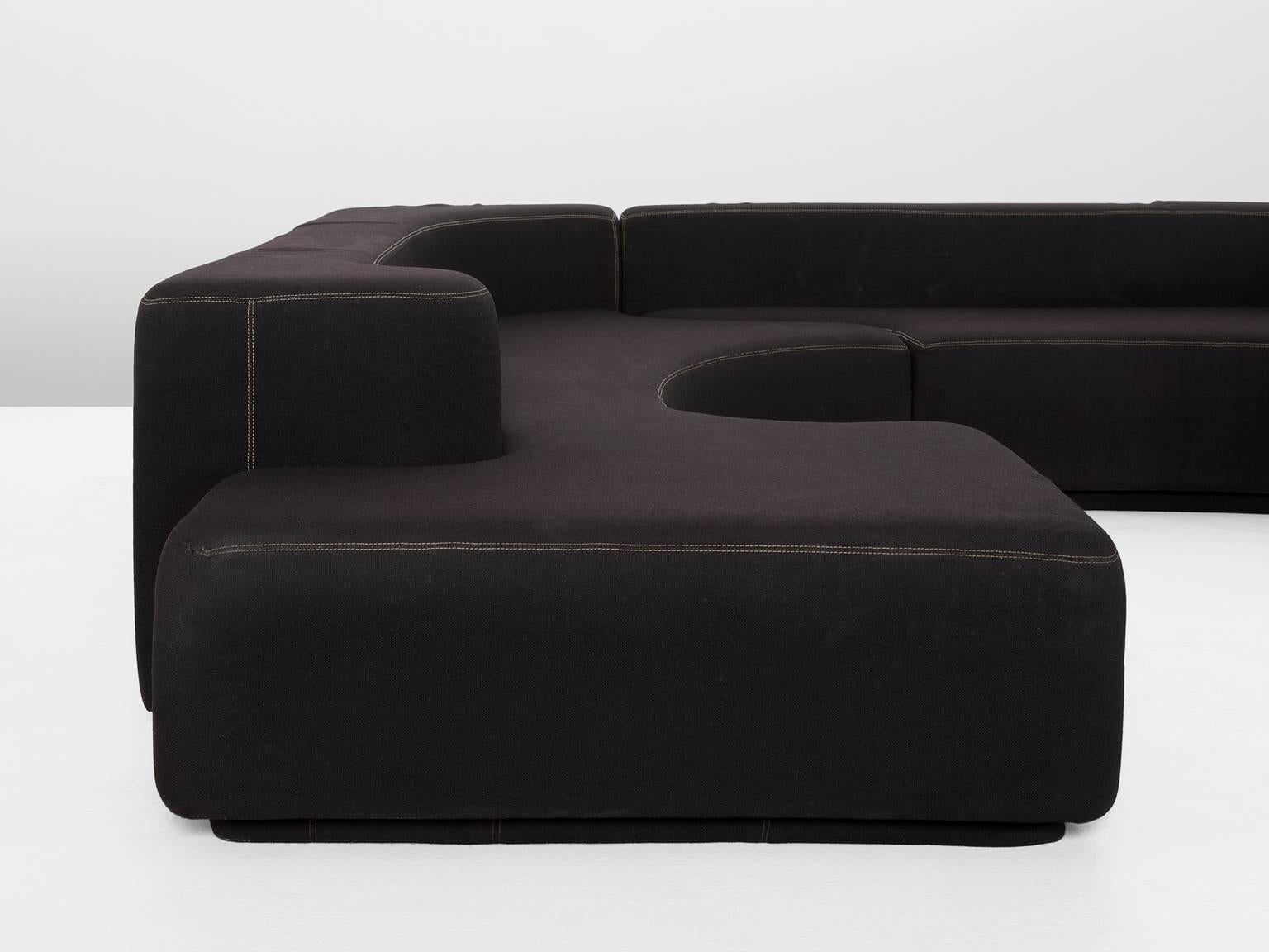 'Lara' Modular Sofa in Black Fabric Upholstery In Good Condition In Waalwijk, NL