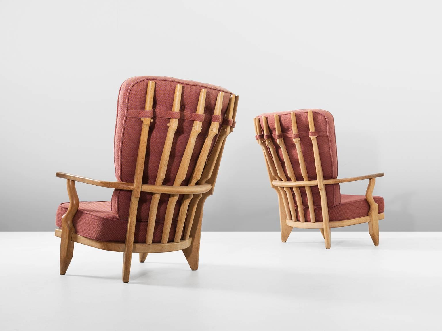 Mid-Century Modern Guillerme & Chambron Set of Two High Back Lounge Chairs