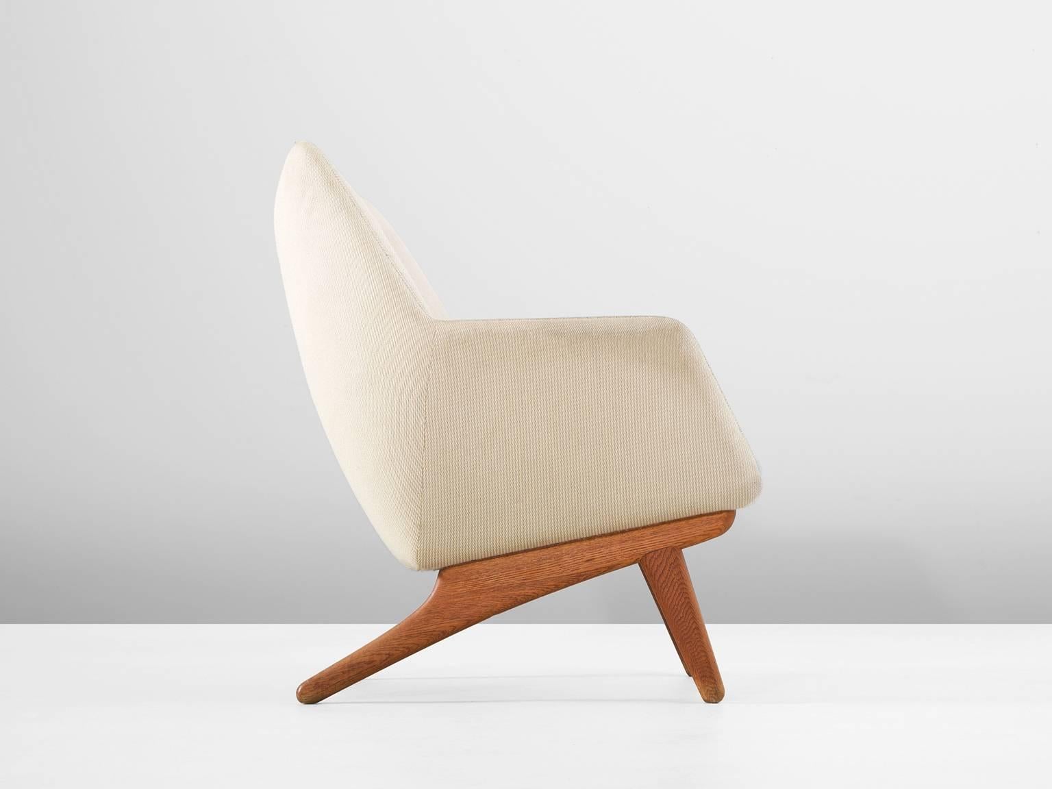 Mid-20th Century Danish Lounge Chair in Off-White Upholstery