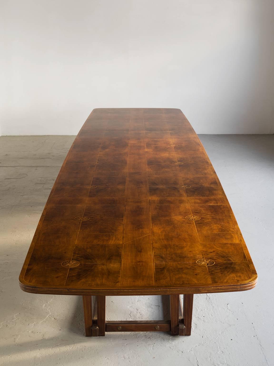 Mid-Century Modern 23ft / 720cm Extreme Large Conference Table in Walnut with Inlayed Top