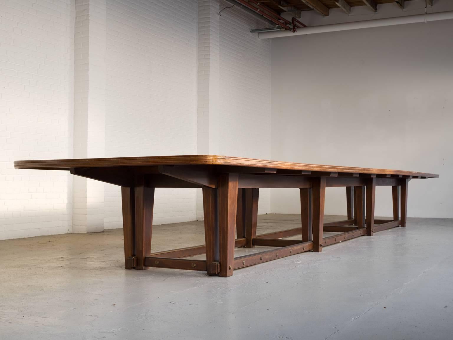 European 23ft / 720cm Extreme Large Conference Table in Walnut with Inlayed Top