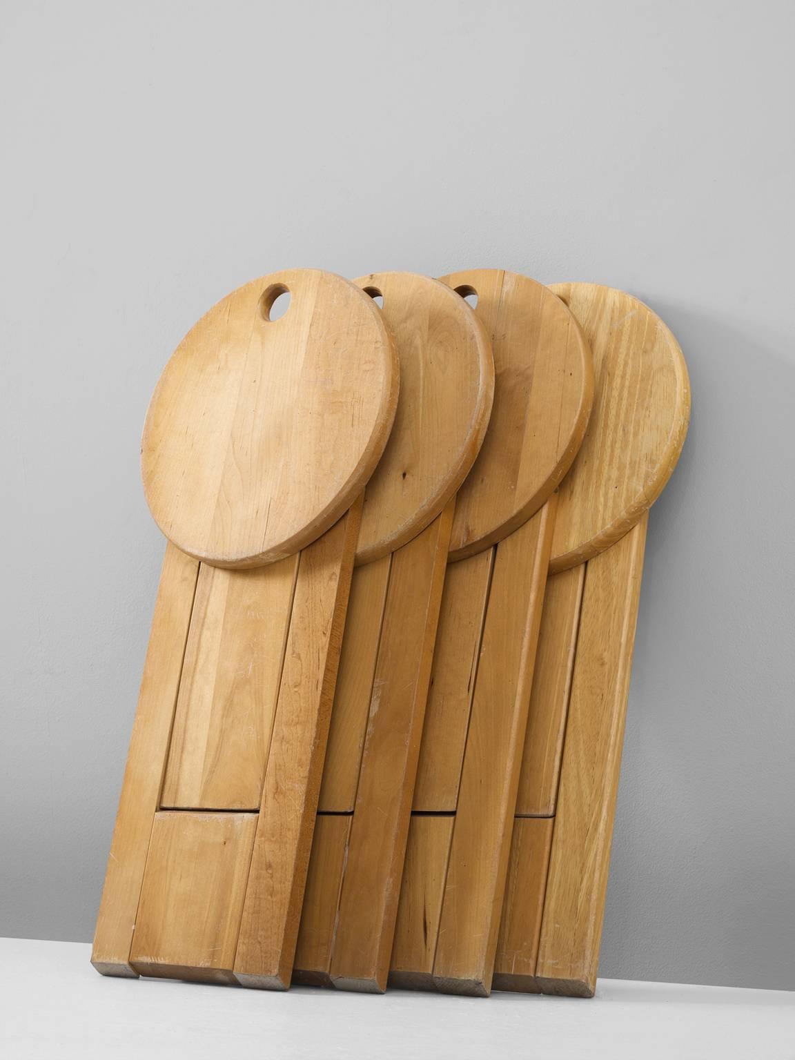 French Roger Tallon Set of Four Foldable Stools in Maple