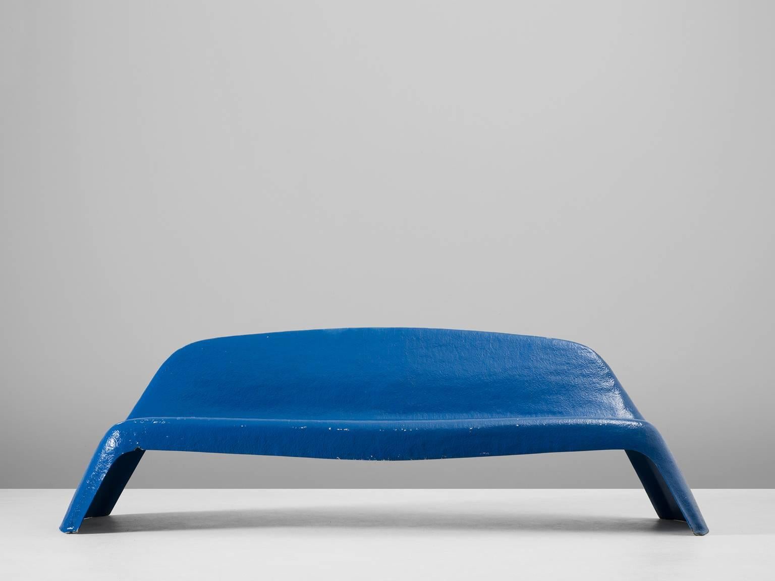 Mid-Century Modern Walter Papst Blue Colored Bench for Wilkhahn