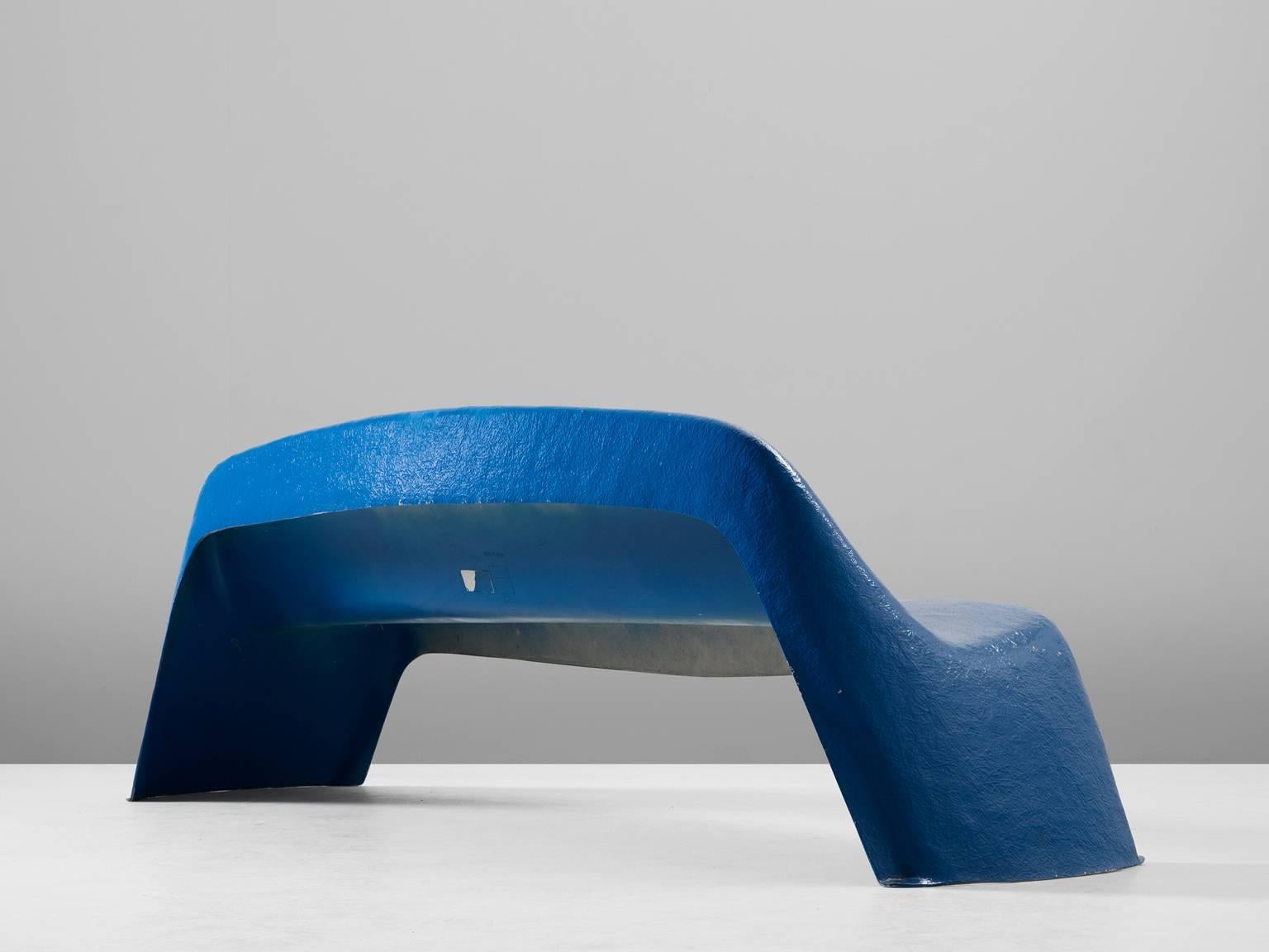 German Walter Papst Blue Colored Bench for Wilkhahn