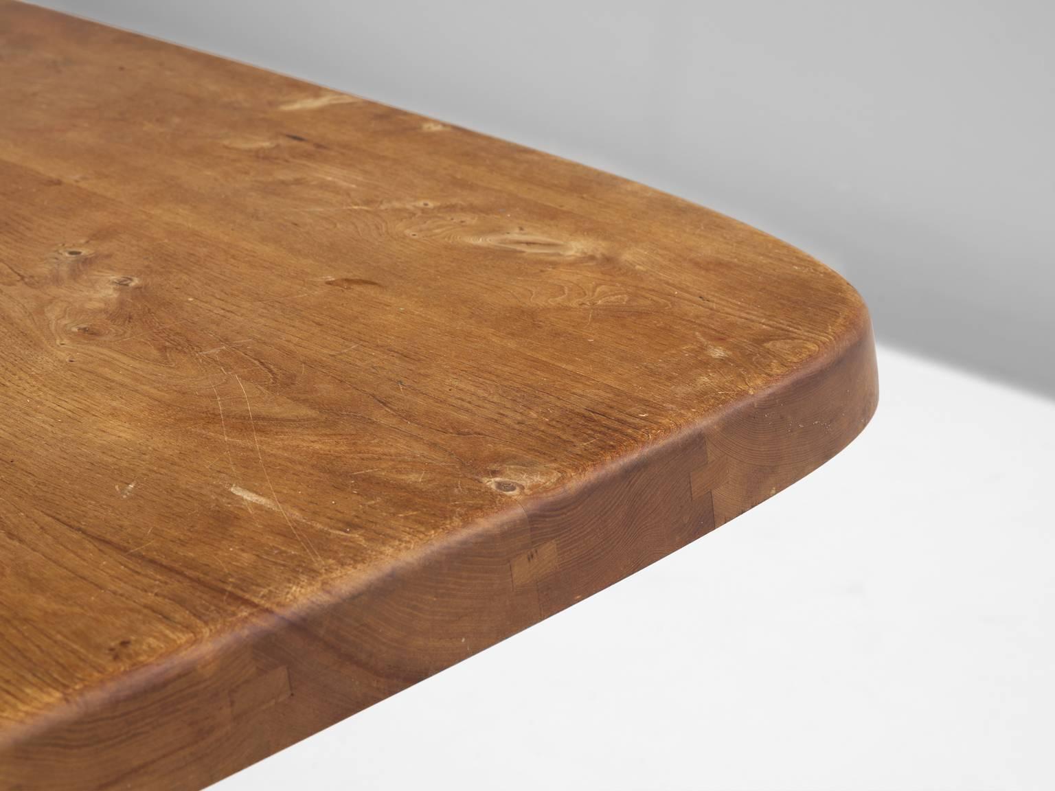 Mid-20th Century Pierre Chapo T35B Small Dining Table With Unique Natural Aged Patina