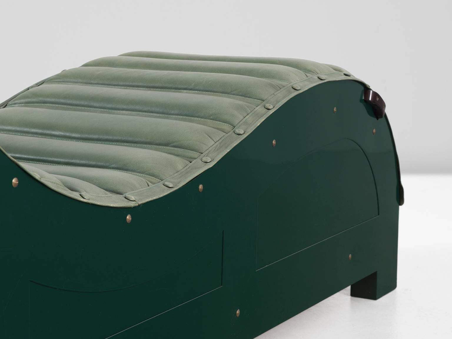 Mats Theselius Exclusive Daybed in Green Leather for Källemo, Sweden In Good Condition In Waalwijk, NL