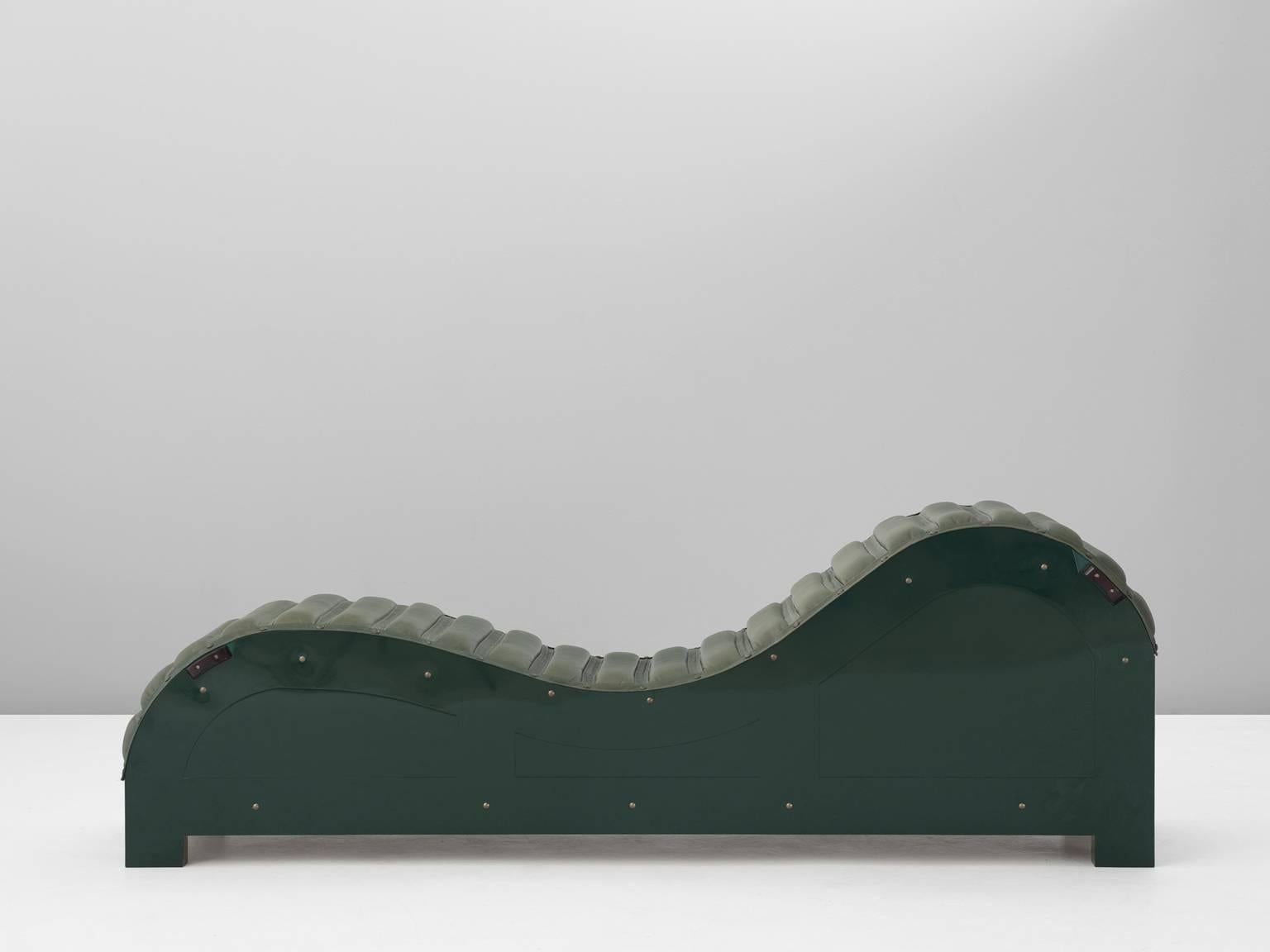 Swedish Mats Theselius Exclusive Daybed in Green Leather for Källemo, Sweden