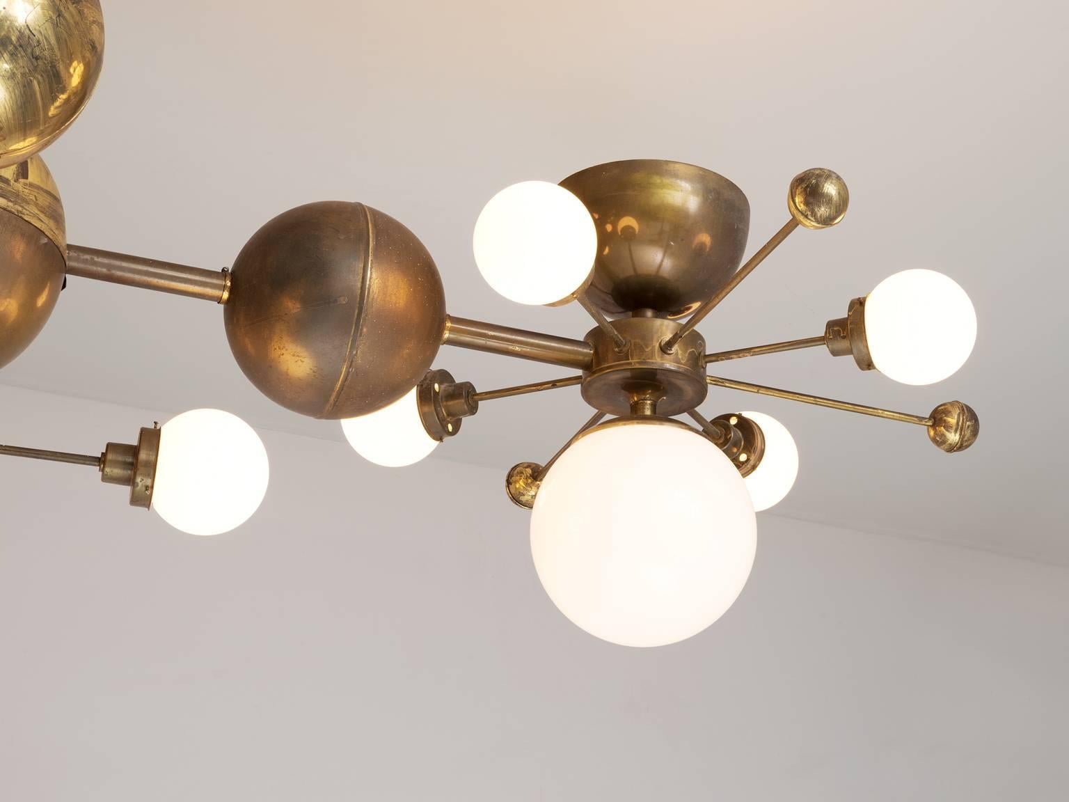 Mid-20th Century Extremely Large 7.8 ft. Brass Sputnik Chandelier