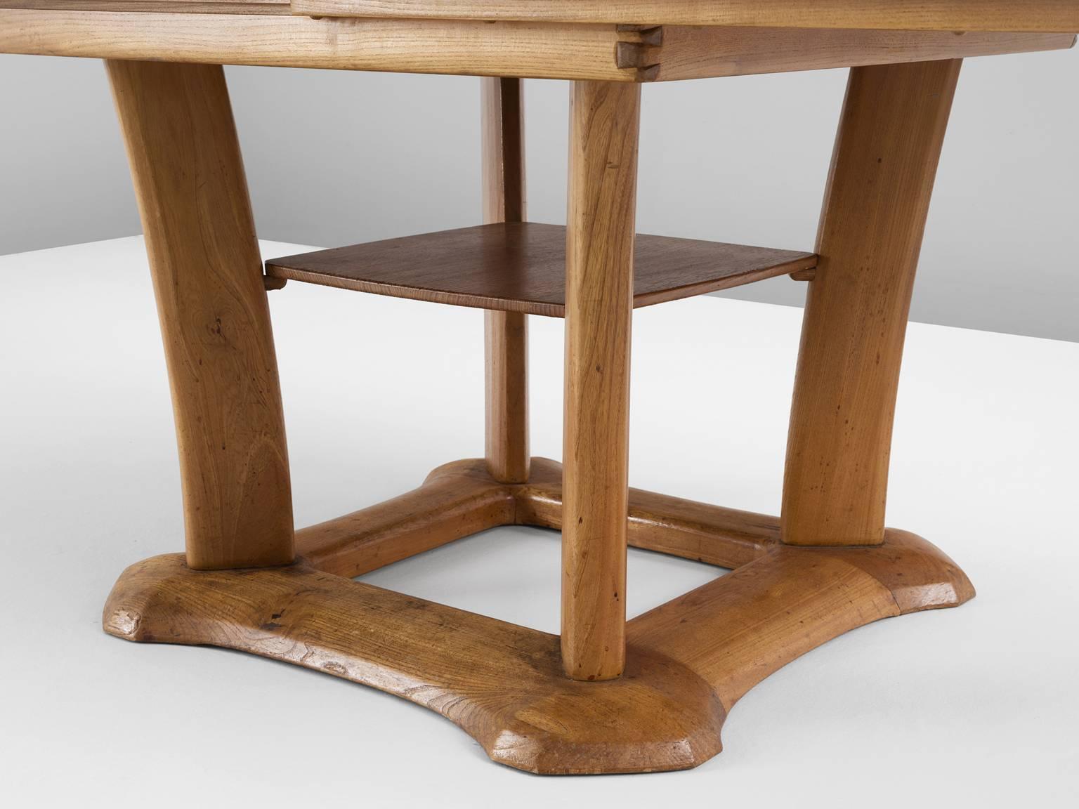 Franz Xaver Sproll Extendable Dining Table in Elm In Good Condition In Waalwijk, NL