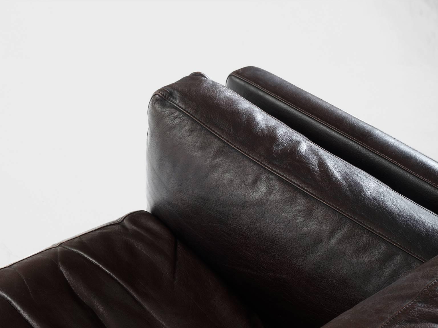 Mid-20th Century Illum Wikkelsø Brown Leather Three-Seat Sofa