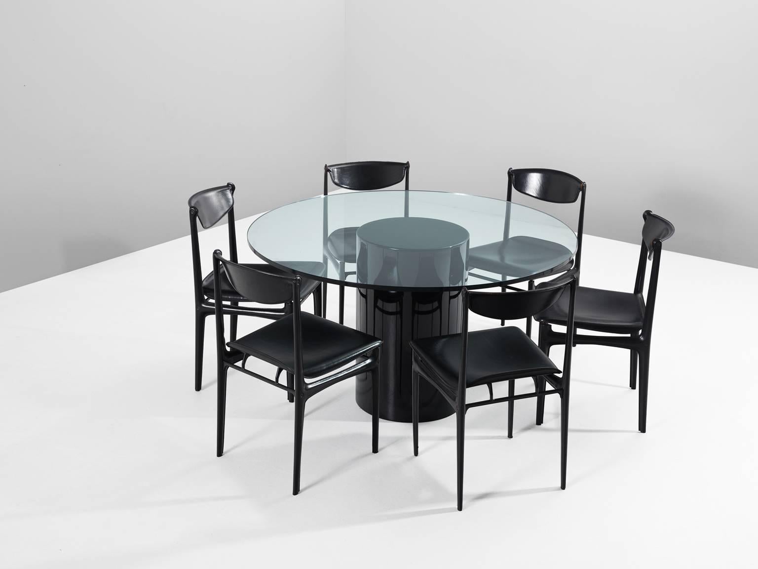 Mid-20th Century Round Italian Dining Table in Glass