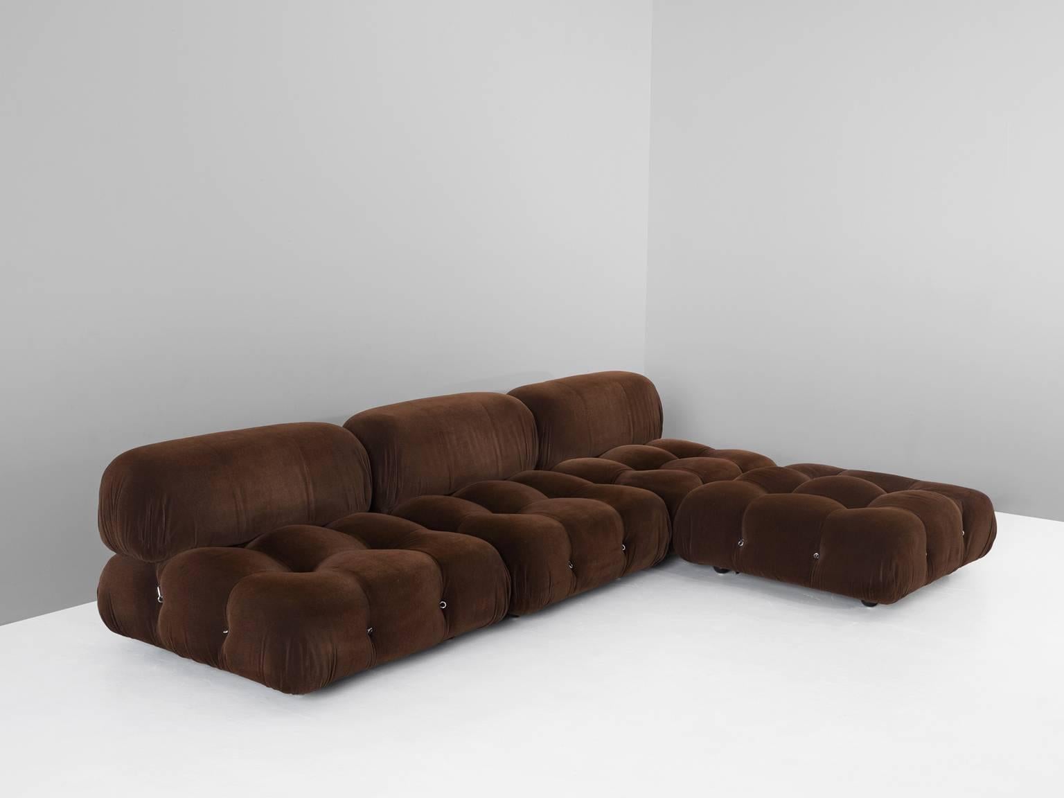 Mid-Century Modern Mario Bellini 'Camaleonda' Modular Sofa in Original Brown Upholstery