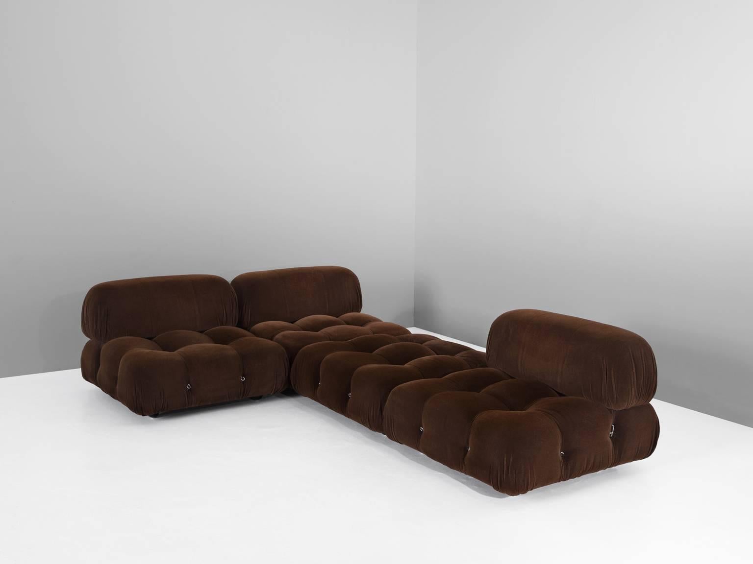 Italian Mario Bellini 'Camaleonda' Modular Sofa in Original Brown Upholstery