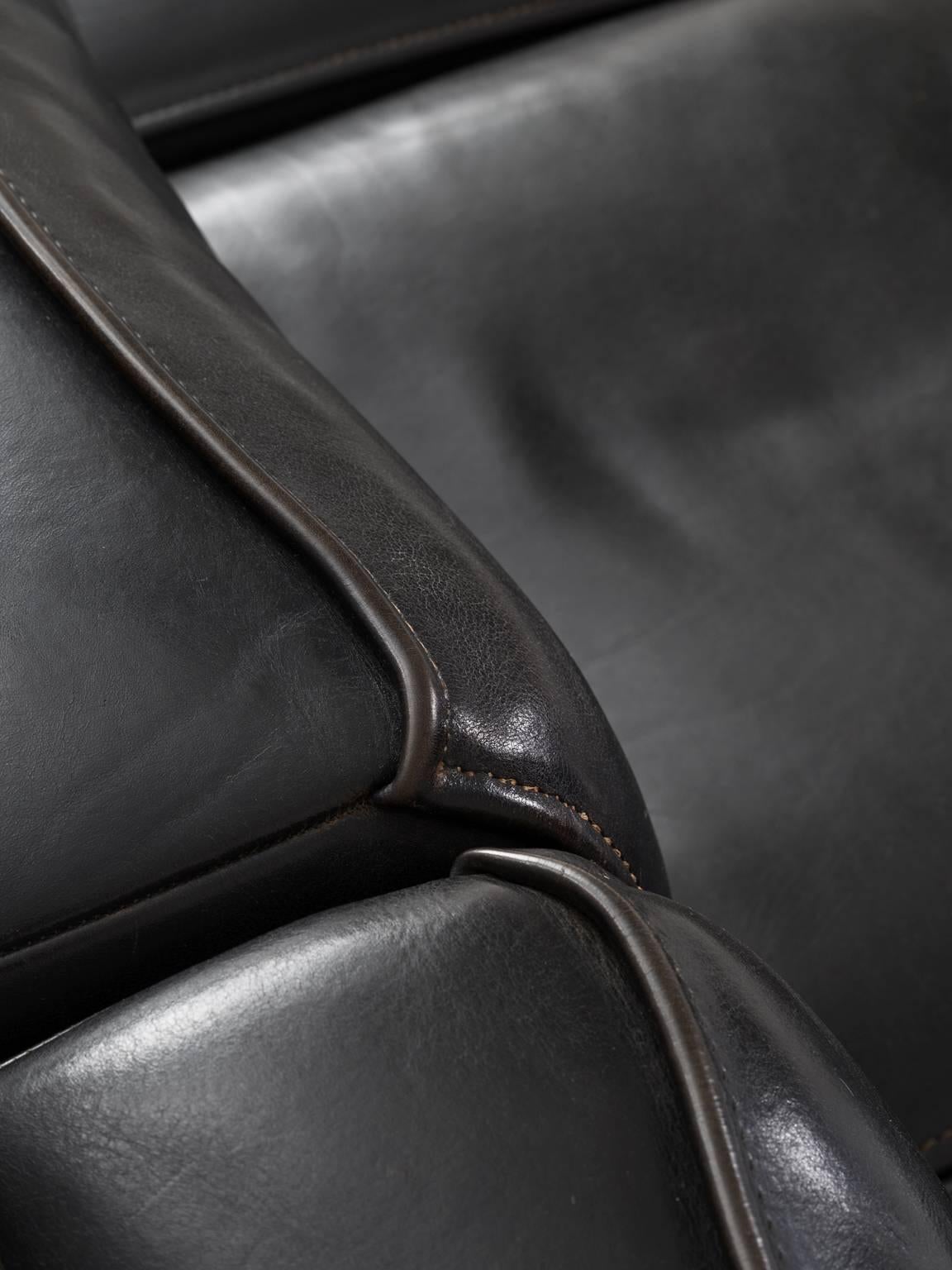 De Sede 'DS-15' Modular Sofa in Black Buffalo Leather In Good Condition In Waalwijk, NL