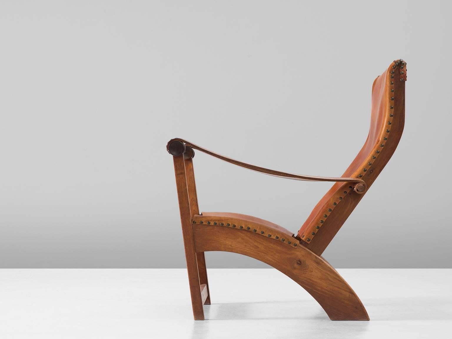 Danish Mogens Voltelen Copenhagen Chair in Mahogany and Cognac Leather