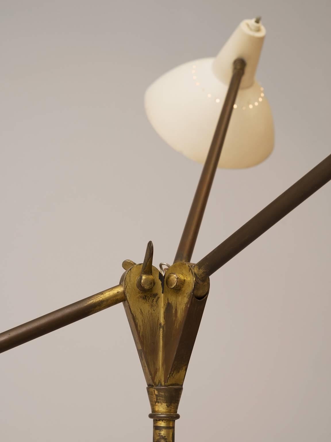 Italian Stilnovo Floorlamp in Marble and Brass