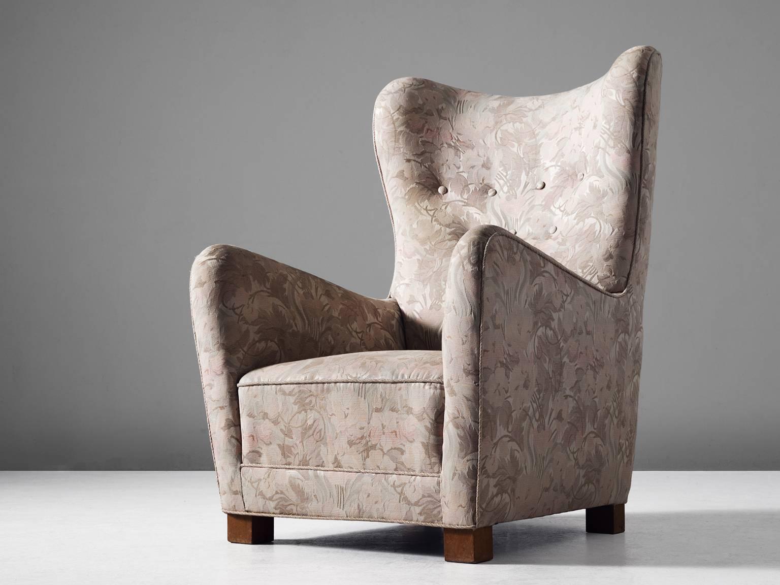 Upholstery Early Fritz Hansen Wingback Chair 