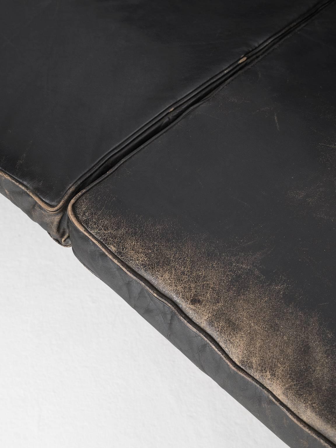 Danish Living-Room Set in Original Black Leather Upholstery 3