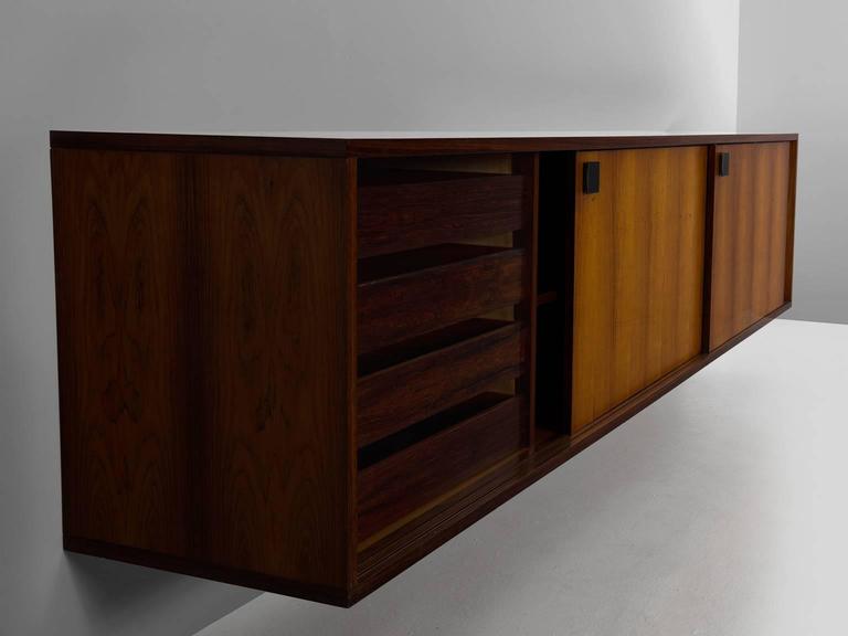 Alfred Hendrickx WallMounted Sideboard in Rosewood at 1stDibs