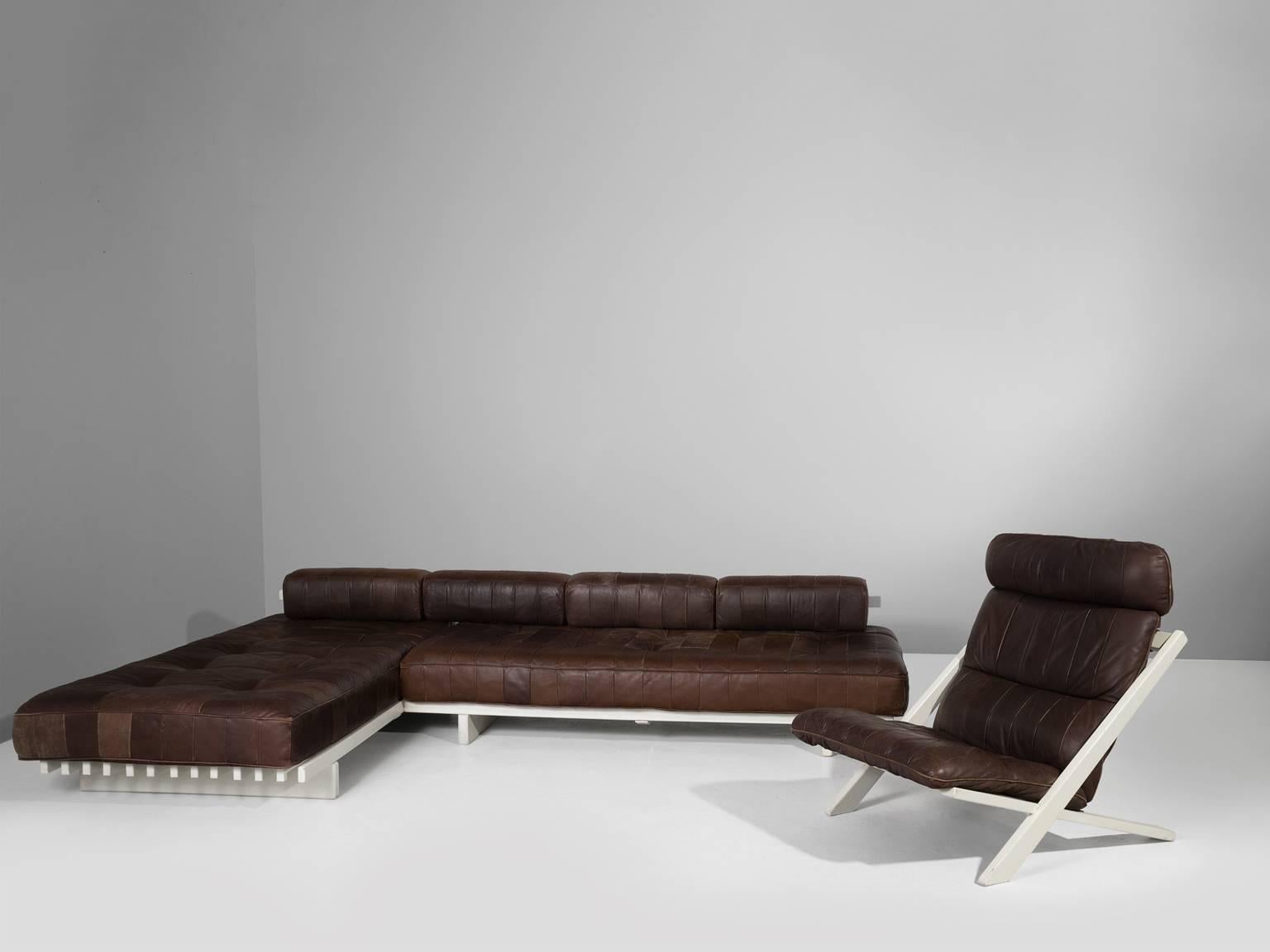 De Sede DS80 Brown Leather Sectional Sofa In Excellent Condition In Waalwijk, NL