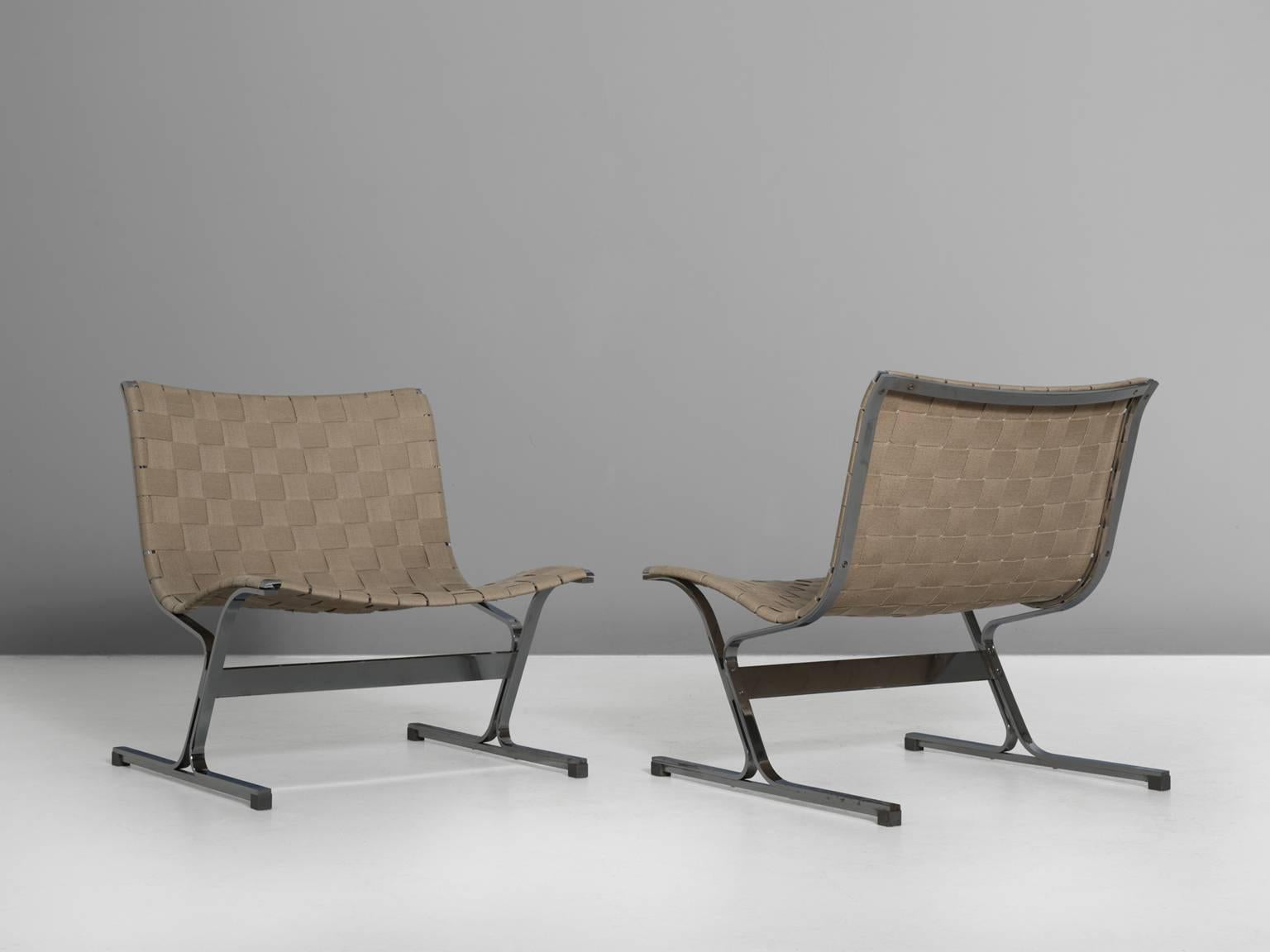 Mid-Century Modern Ross Litell Set of Two Luar Easy Chairs for ICF, Italy