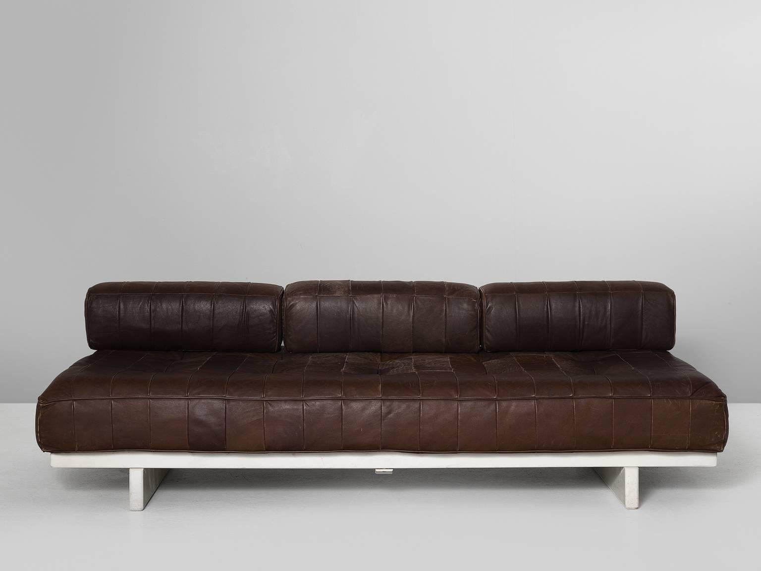Mid-Century Modern De Sede DS80 Sofa in Brown Patchwork Leather