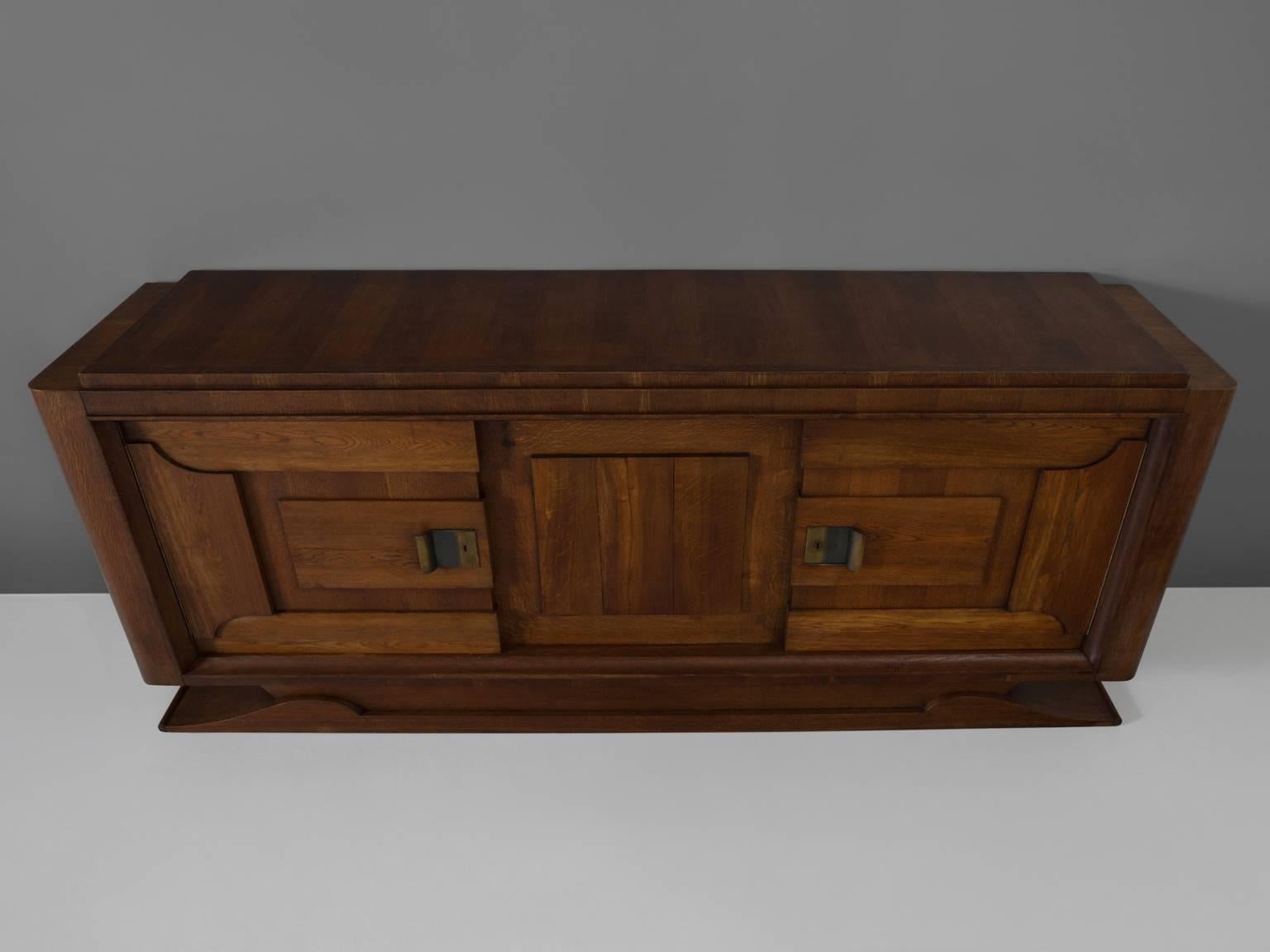 Art Deco Charles Dudouyt Credenza in Dark Stained Oak