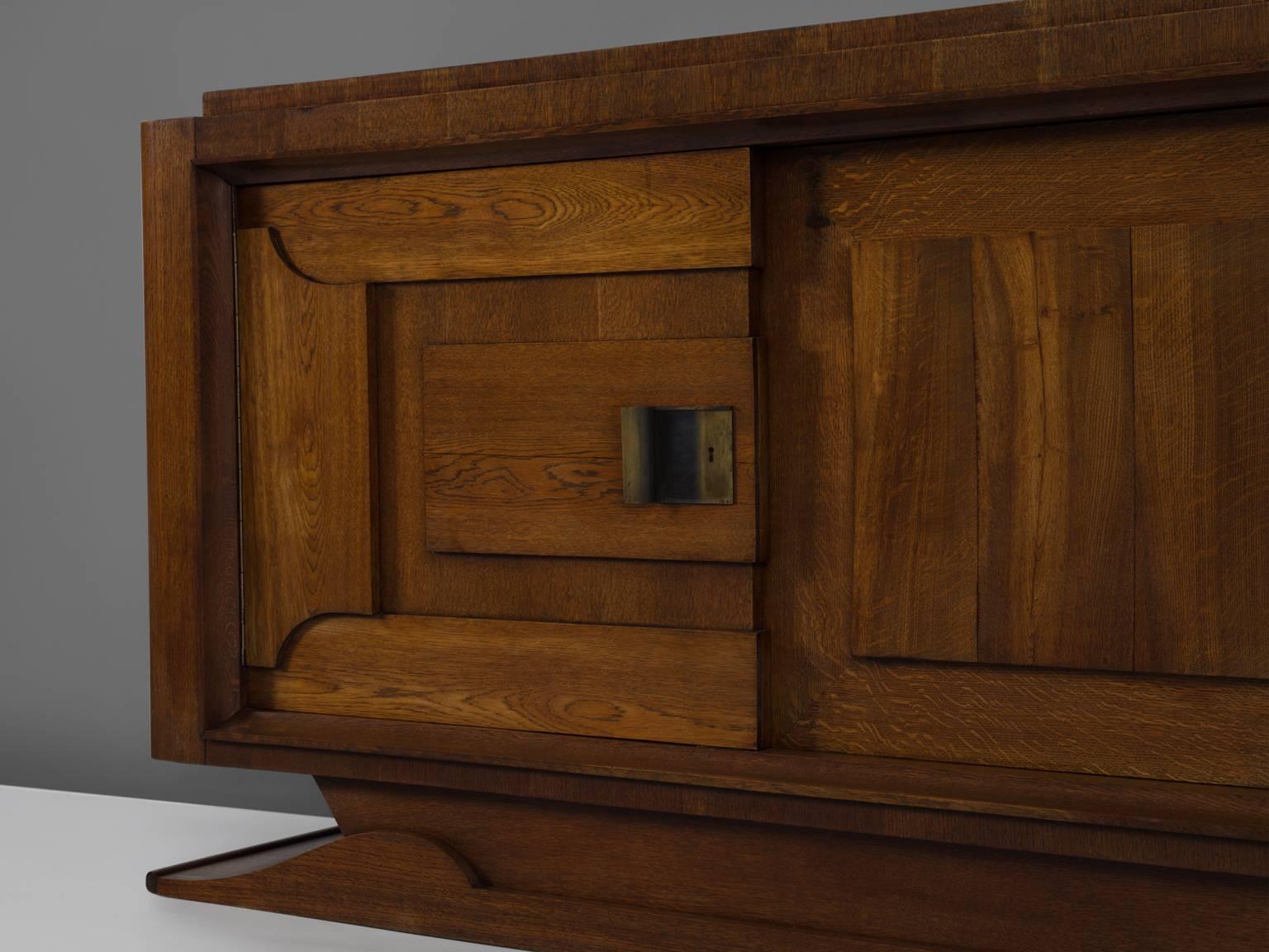 Mid-20th Century Charles Dudouyt Credenza in Dark Stained Oak