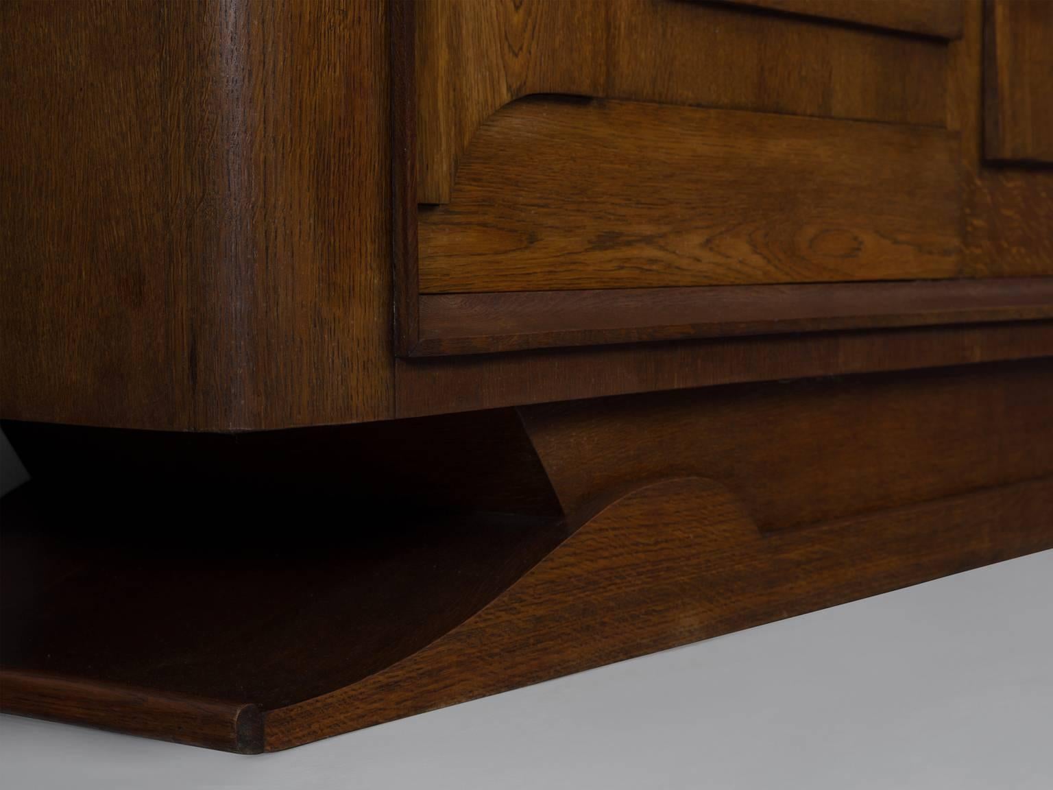 Charles Dudouyt Credenza in Dark Stained Oak In Good Condition In Waalwijk, NL