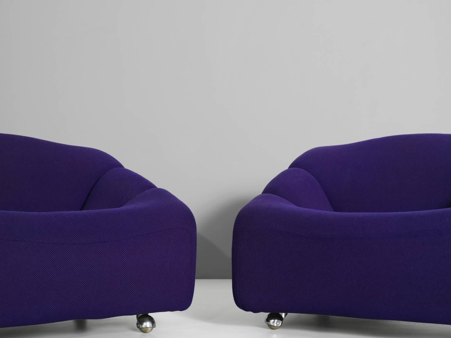 Mid-20th Century Pierre Paulin Two Lounge Chairs in Purple from the ABCD Series for Artifort