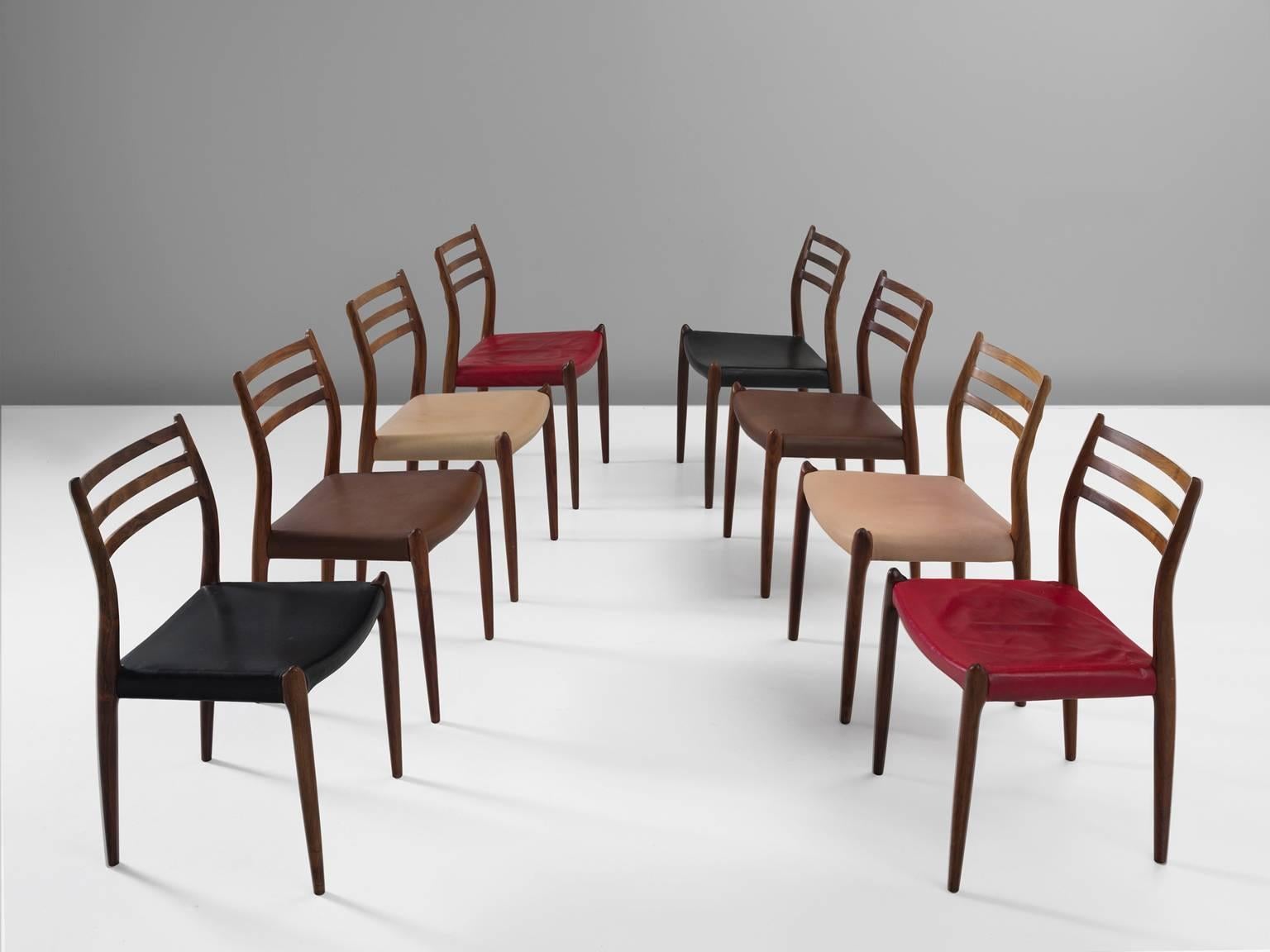 Mid-Century Modern Niels Otto Møller Large Set of Dining Room Chairs in Rosewood