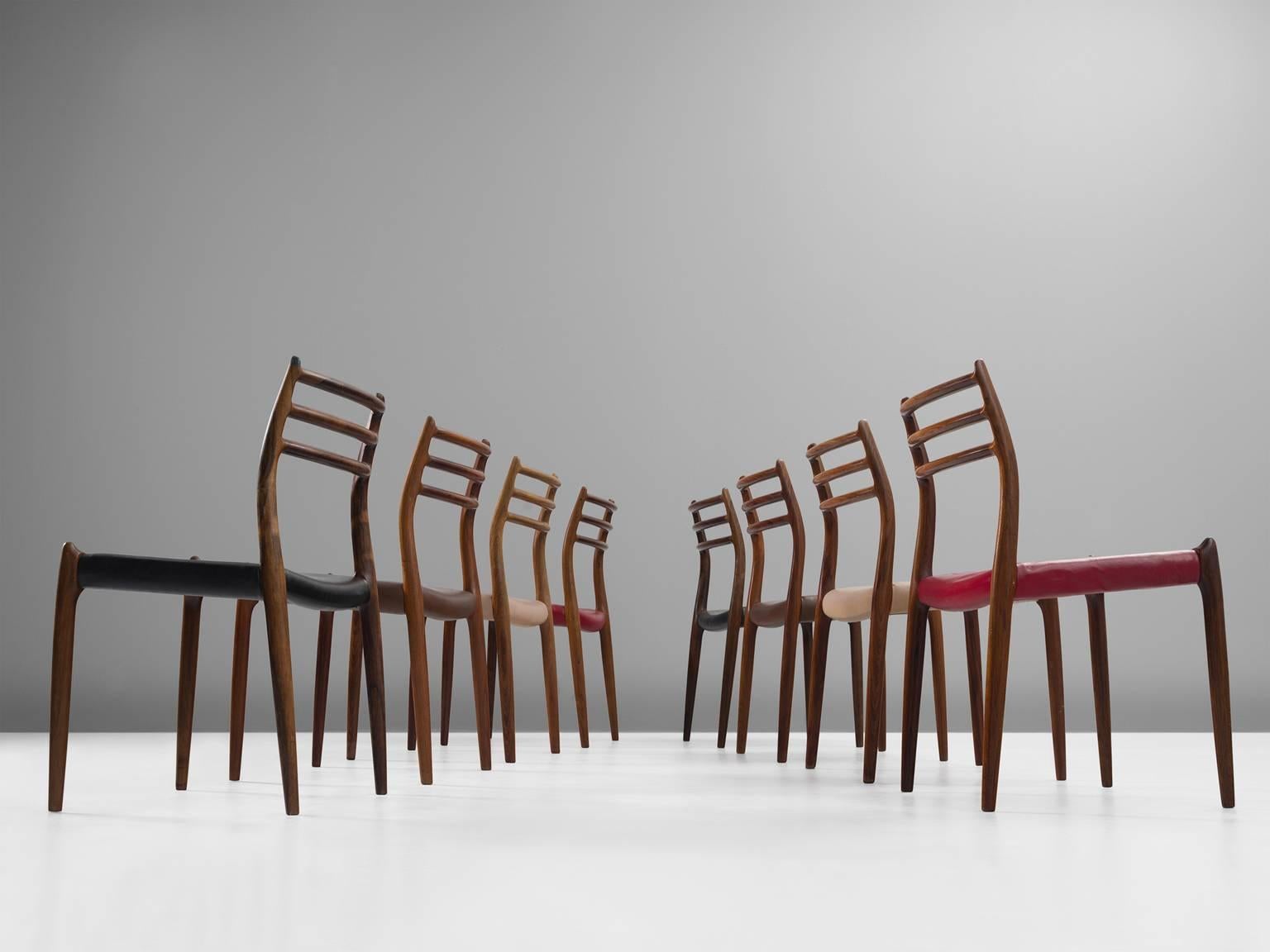 Danish Niels Otto Møller Large Set of Dining Room Chairs in Rosewood