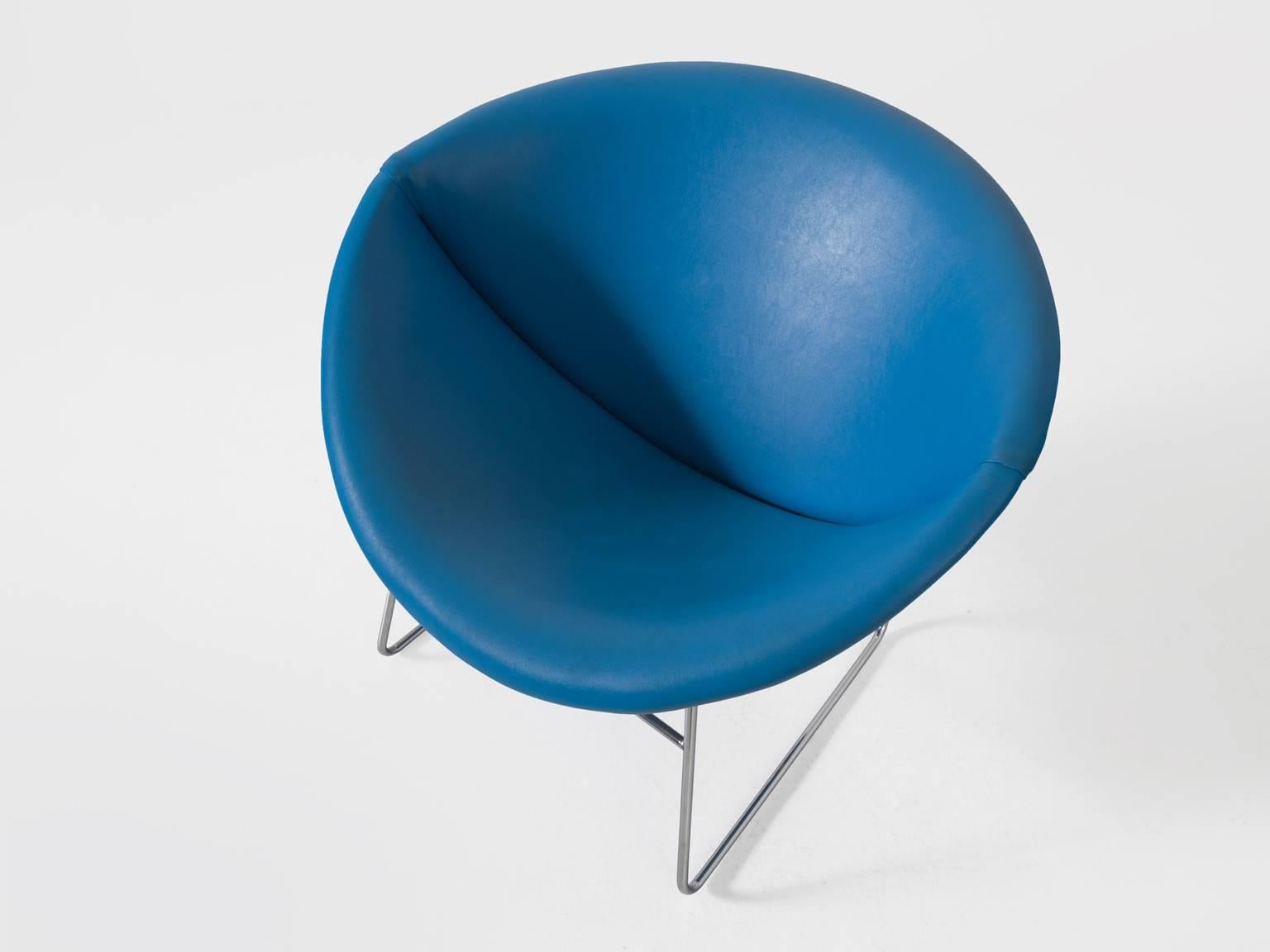 Rudolf Wolf Easy Chair in Blue Upholstery for Rohé In Excellent Condition In Waalwijk, NL