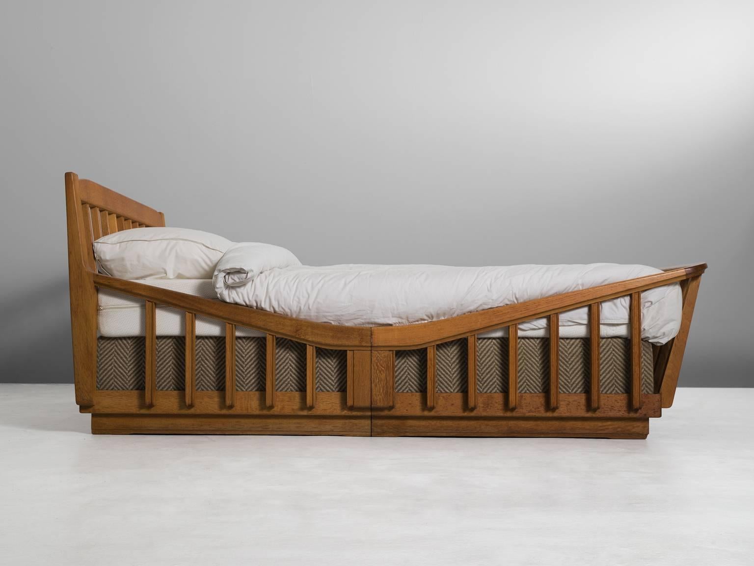 Guillerme & Chambron Art Deco Bed in Solid Oak 4