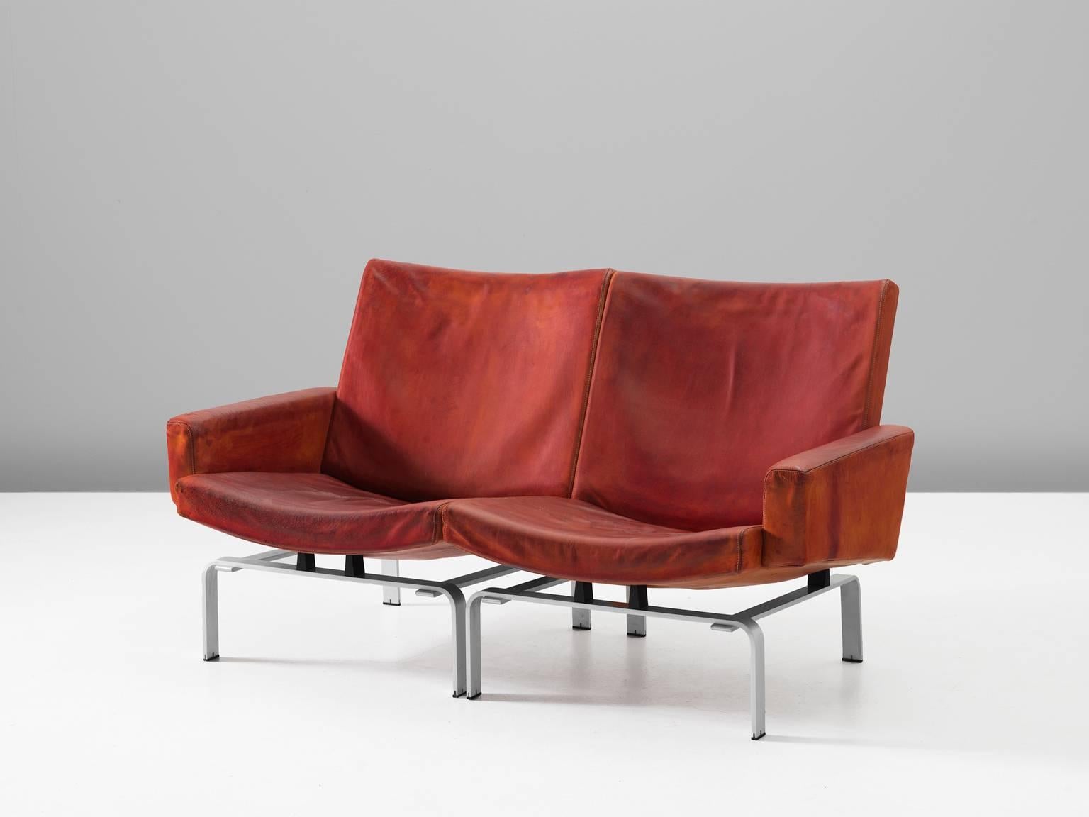 Scandinavian Modern Jørgen Høj Cognac Leather Two-Seat